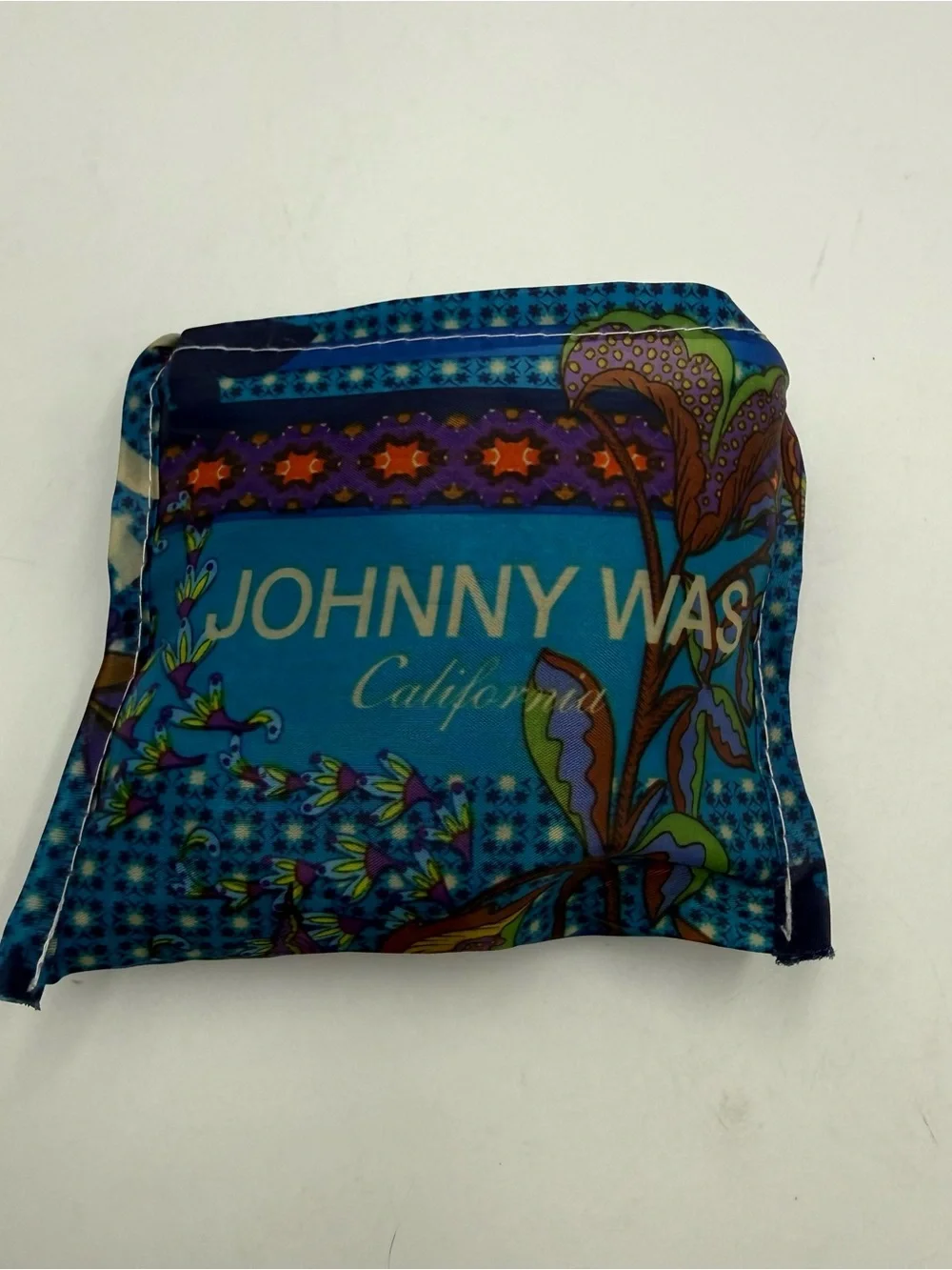 Johnny Was Blue Floral Peacock Tote with Multicolor Accents